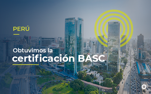 Sobre una foto de Lima, está escrito Obtuvimos la certificación BASC Perú"